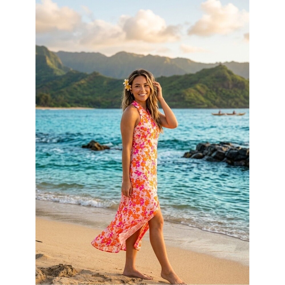 Lucy Paris Kauai Halter Maxi Dress Vacation Resort